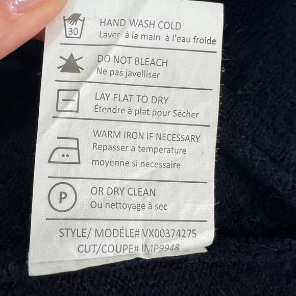 VINCE Blue Gray Black Sweater Wool Knit Round Neck Drop Shoulder Size X-Small XS - Picture 9 of 10